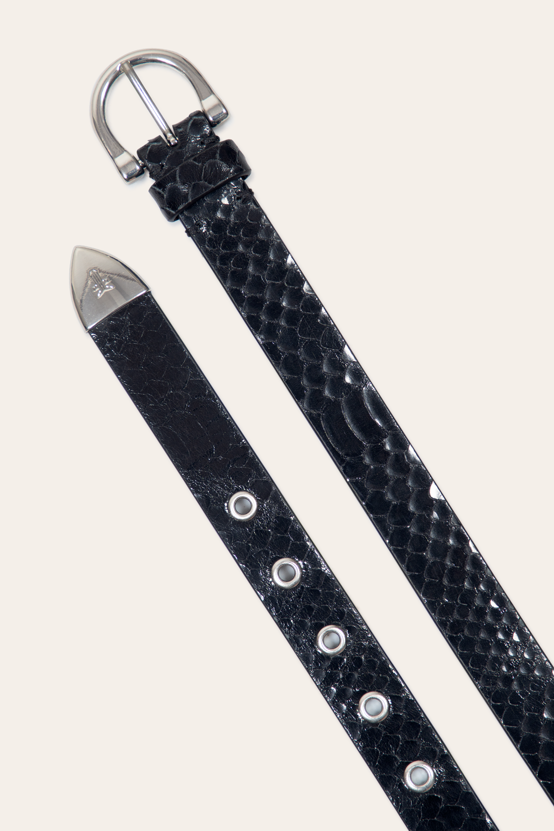 Black Snake Belts Frye Women’s Black Snake 25mm Horseshoe Buckle Belt With Python