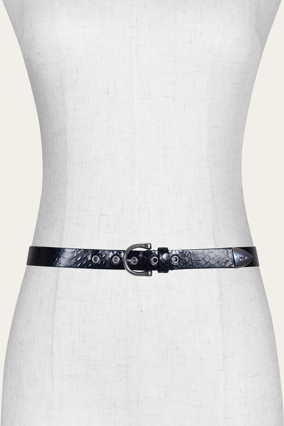 Black Snake Belts Frye Women’s Black Snake 25mm Horseshoe Buckle Belt With Python