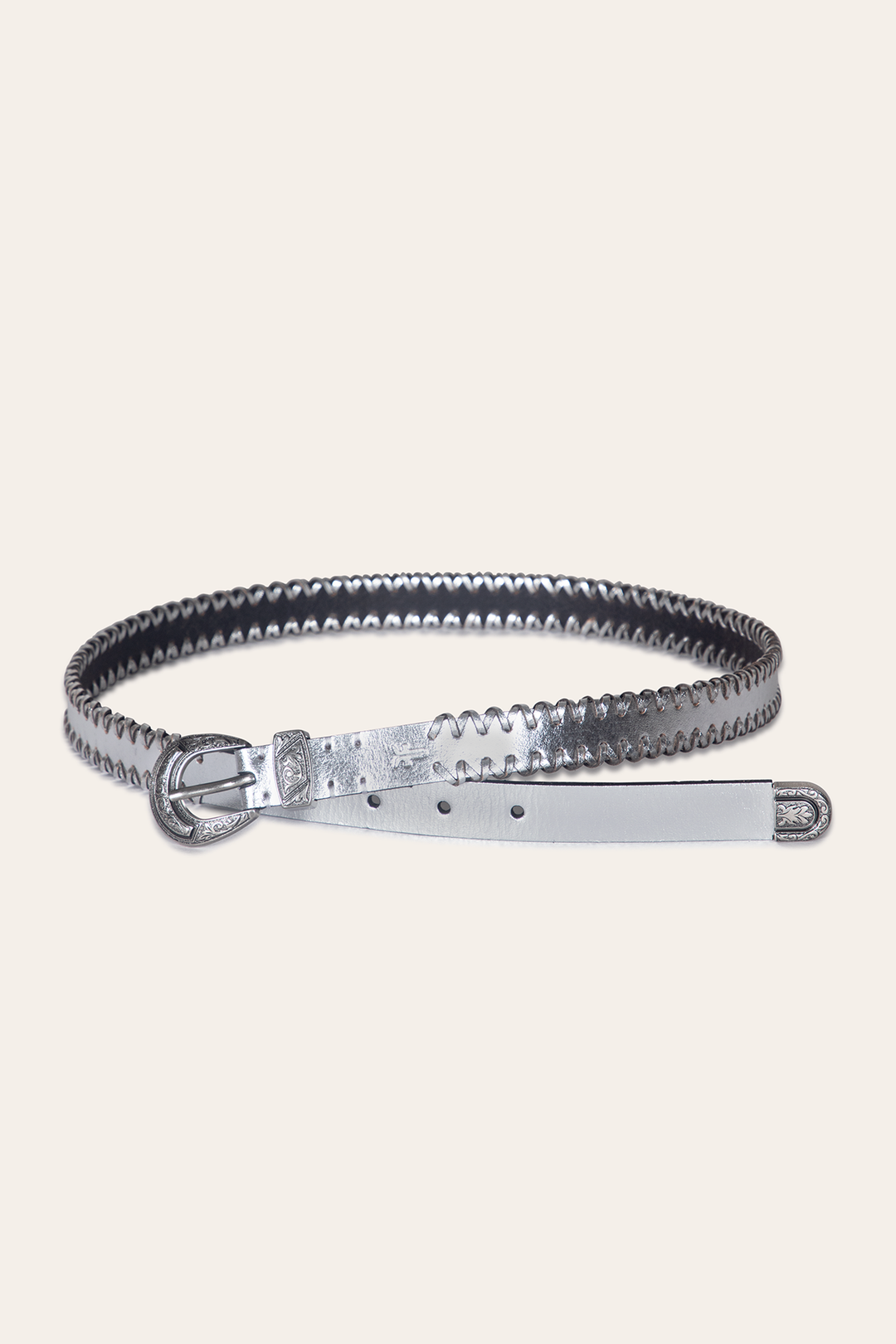 Silver Belts Frye 20mm Silver Leather Belt With 3-Piece Buckle Set
