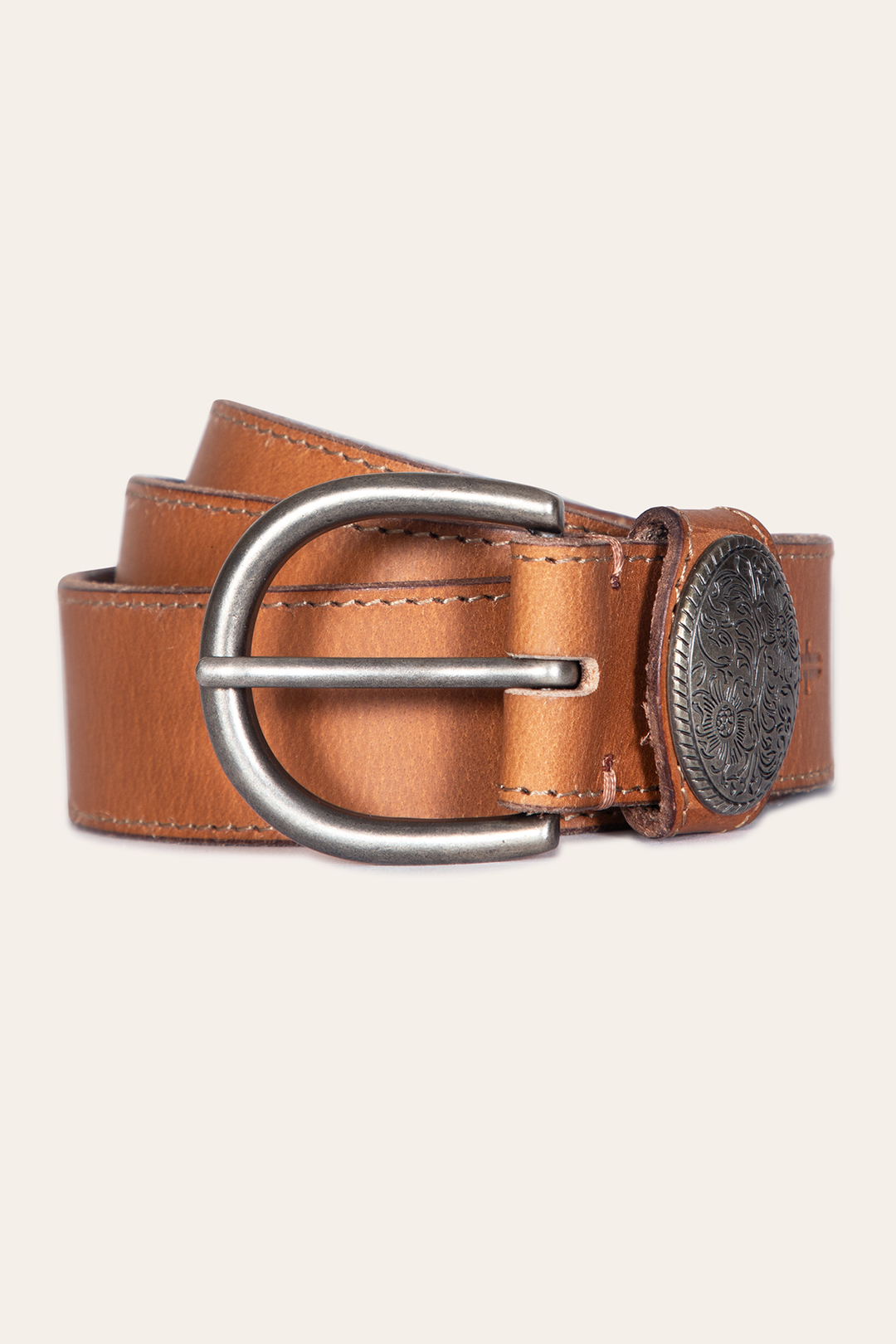 Beige Belts Frye Women’s Beige 35mm Belt With Concho On Loop