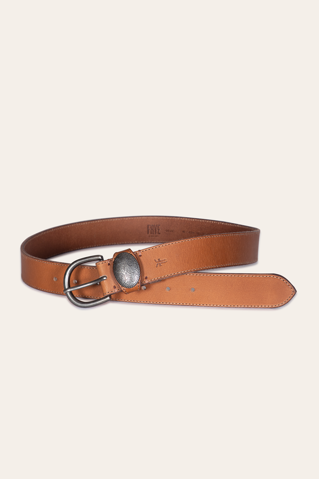 Beige Belts Frye Women’s Beige 35mm Belt With Concho On Loop
