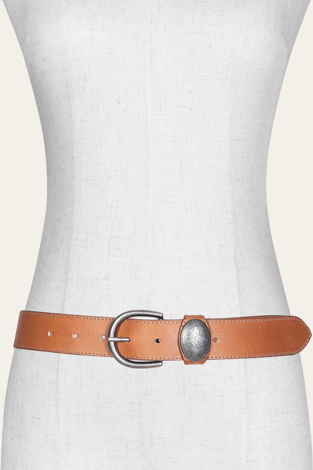 Beige Belts Frye Women’s Beige 35mm Belt With Concho On Loop