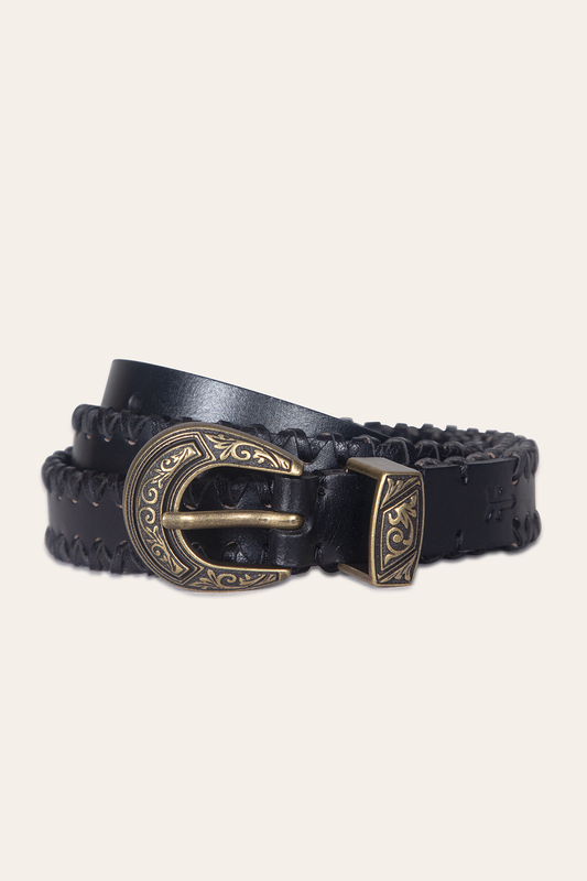 Black Belts Frye 20mm Black Leather Belt With 3-Piece Buckle Set