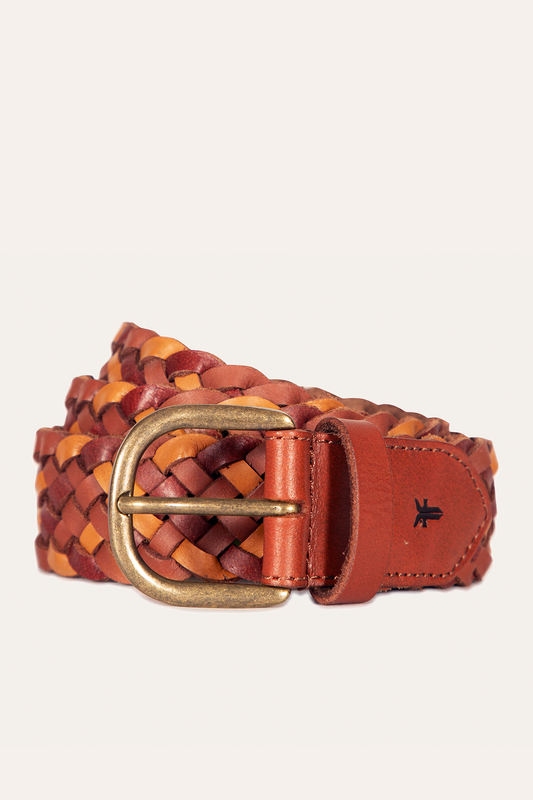 Tan Belts Frye 35mm Tonal Woven Leather Belt in Tan