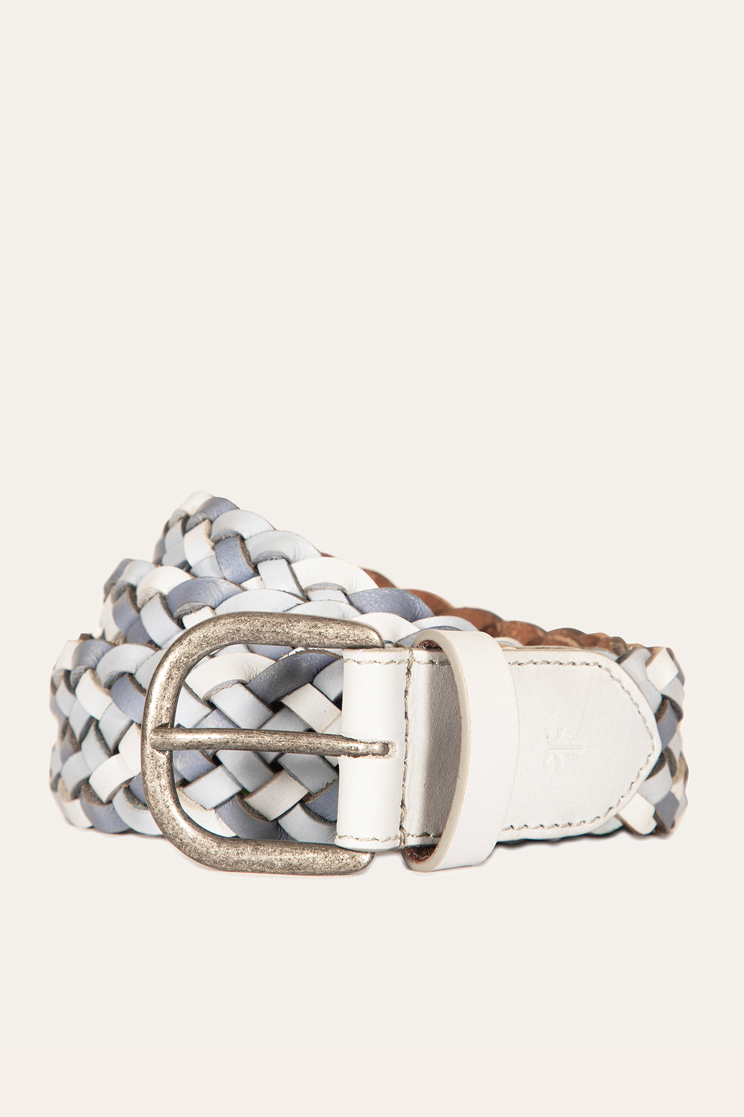 Washed Denim Belts Frye 35mm Washed Denim Woven Leather Belt