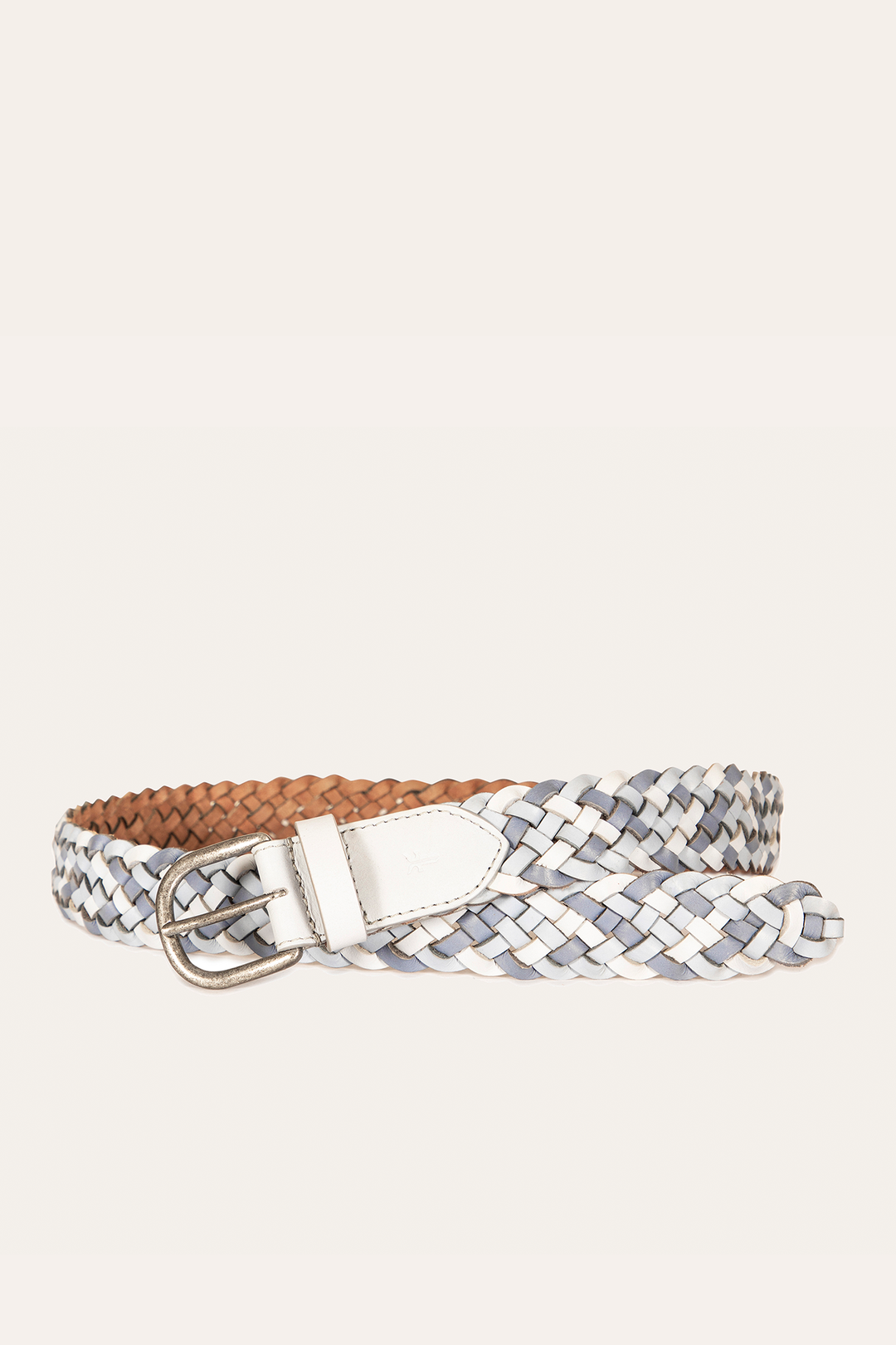 Washed Denim Belts Frye 35mm Washed Denim Woven Leather Belt