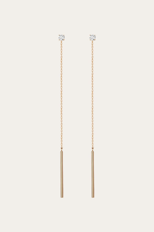 14k Yellow Gold Fine Jewelry Frye Women’s Lab Grown Diamond Lariat Earrings | Aurate x The Frye Company