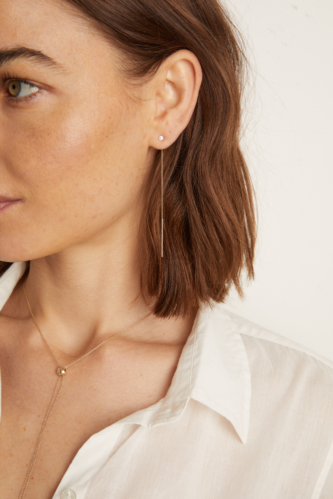 14k Yellow Gold Fine Jewelry Frye Women’s Lab Grown Diamond Lariat Earrings | Aurate x The Frye Company