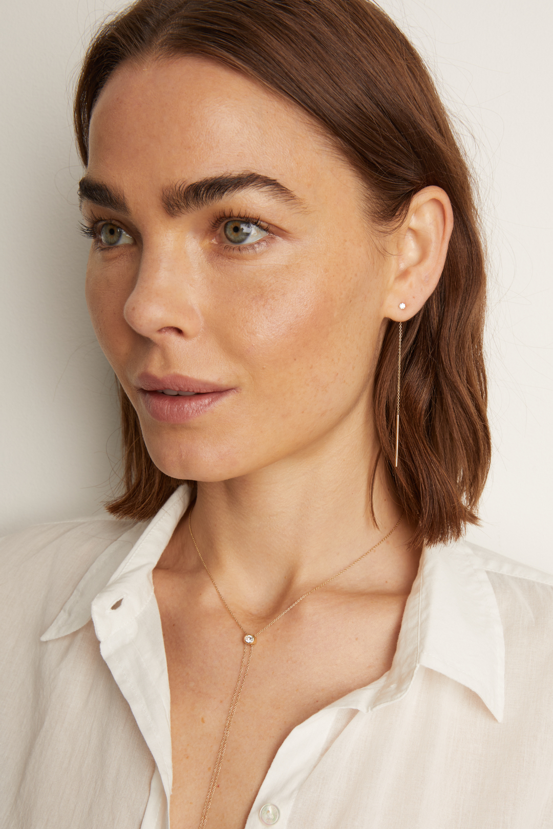 14k Yellow Gold Fine Jewelry Frye Women’s Lab Grown Diamond Lariat Earrings | Aurate x The Frye Company