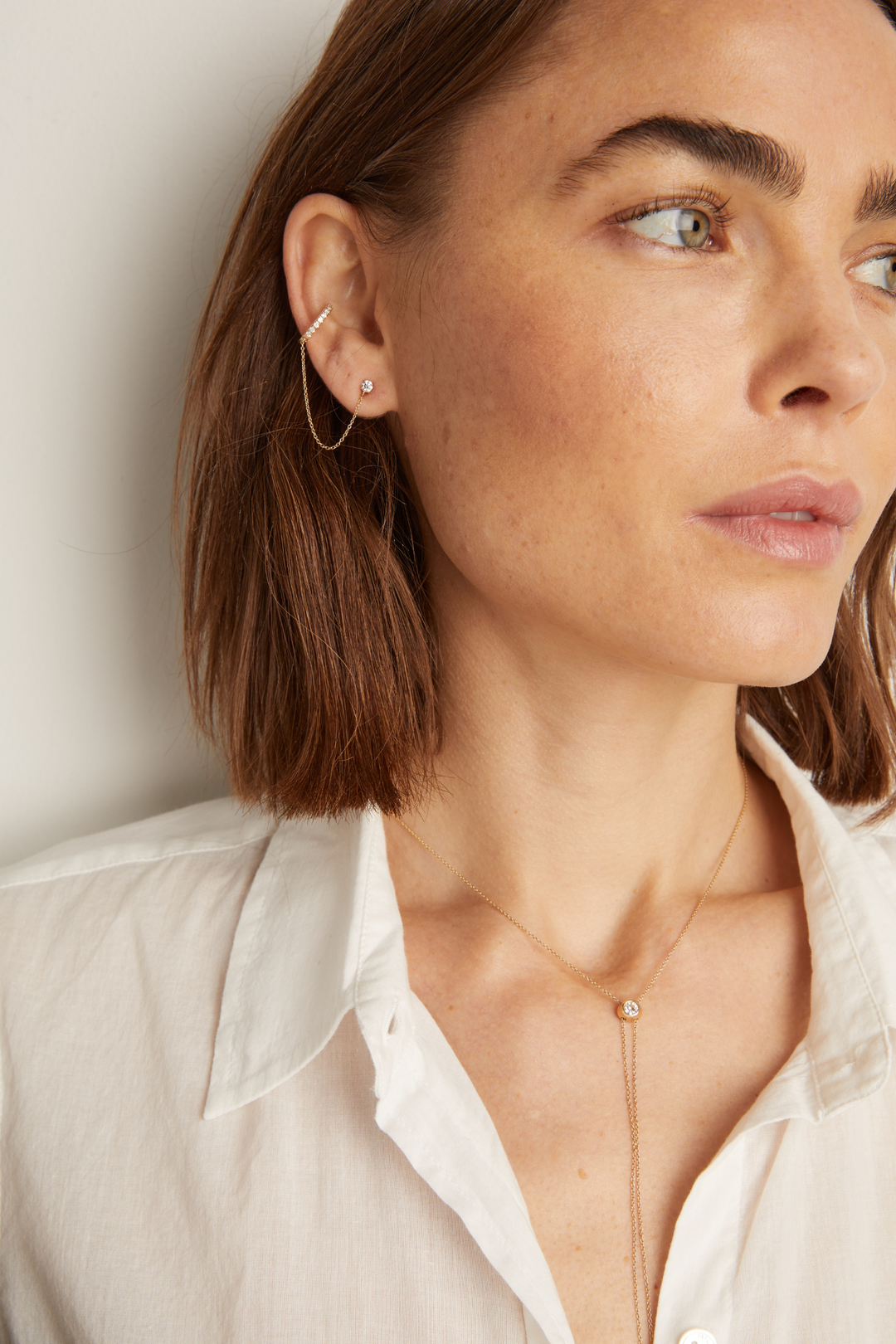 14k Yellow Gold Fine Jewelry Frye Women’s Lab Grown Diamond Stud and Ear Cuff | Aurate x The Frye Company