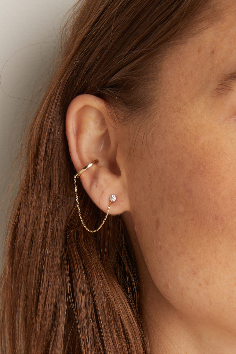14k Yellow Gold Fine Jewelry Frye Women’s Lab Grown Diamond Stud and Ear Cuff | Aurate x The Frye Company