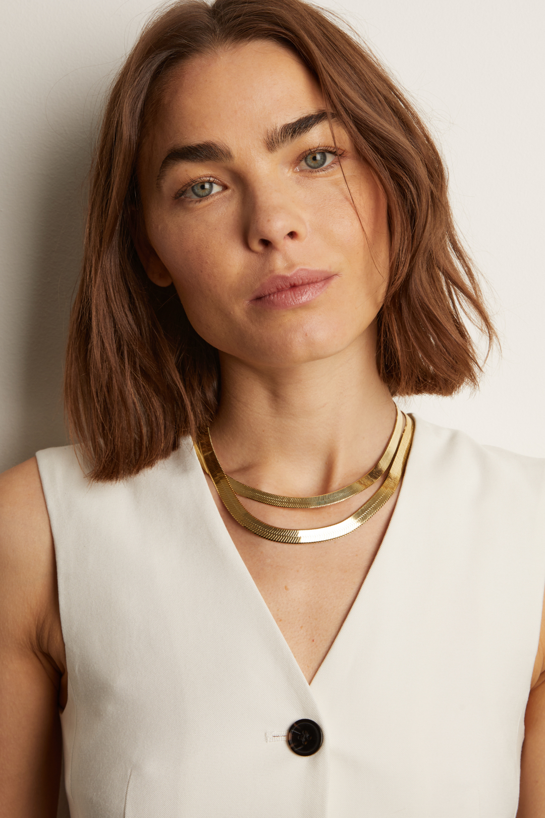 Yellow Vermeil Fine Jewelry Frye Women’s Extra Bold Herringbone Necklace | Aurate x The Frye Company