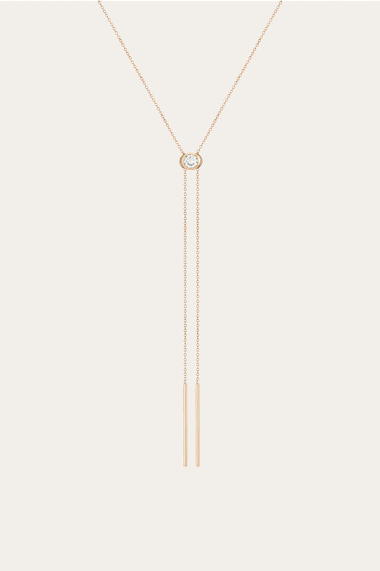 Yellow Vermeil Fine Jewelry Frye Women’s Lab Grown White Sapphire Bolo Necklace | Aurate x The Frye Company