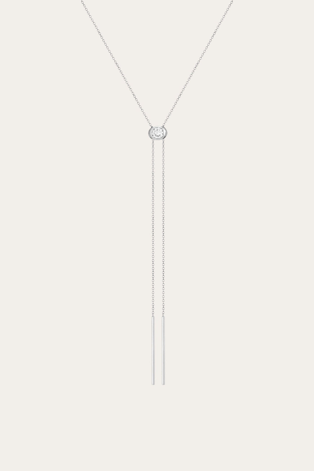 Sterling Silver Fine Jewelry Frye Women’s Lab Grown White Sapphire Bolo Necklace | Aurate x The Frye Company