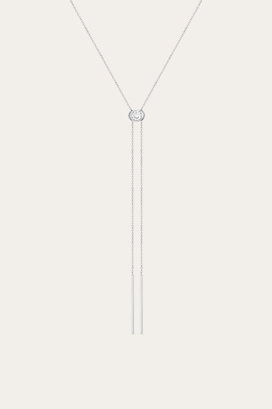 Sterling Silver Fine Jewelry Frye Women’s Lab Grown White Sapphire Bolo Necklace | Aurate x The Frye Company