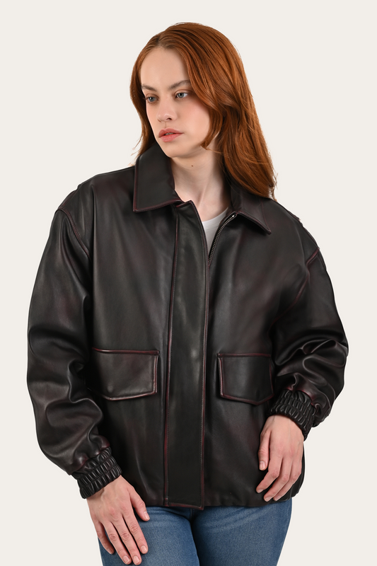 Black Cherry Leather Jackets Frye Black Cherry Harper Oversized Bomber