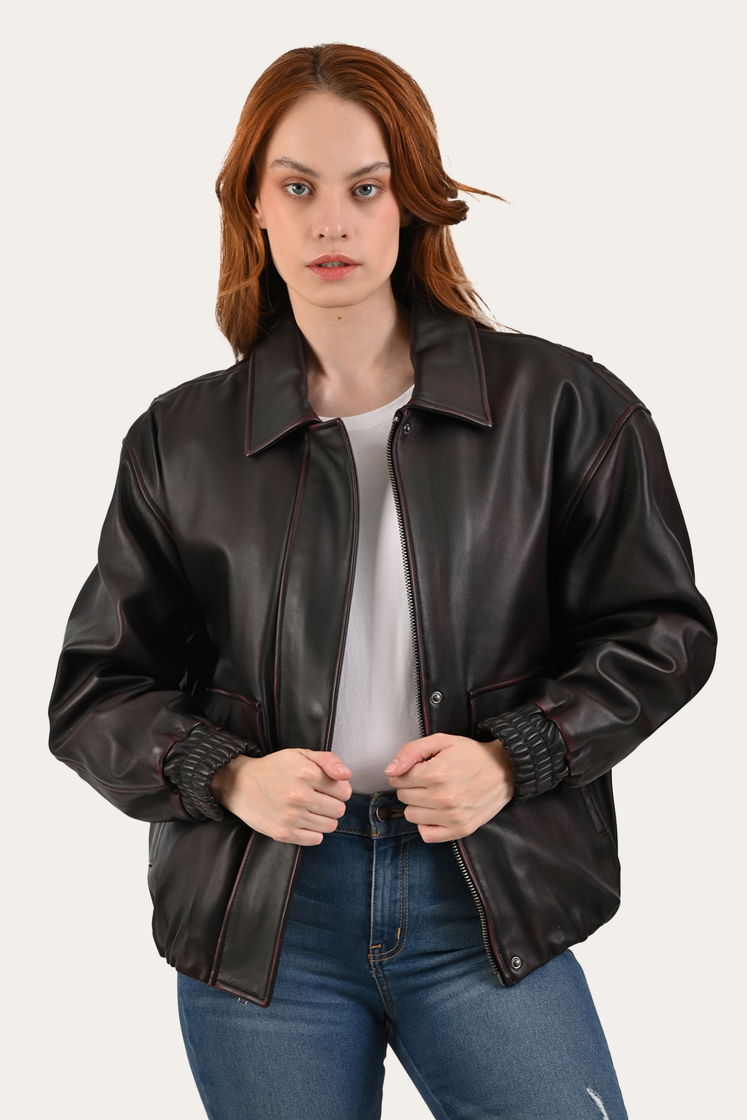Black Cherry Leather Jackets Frye Black Cherry Harper Oversized Bomber