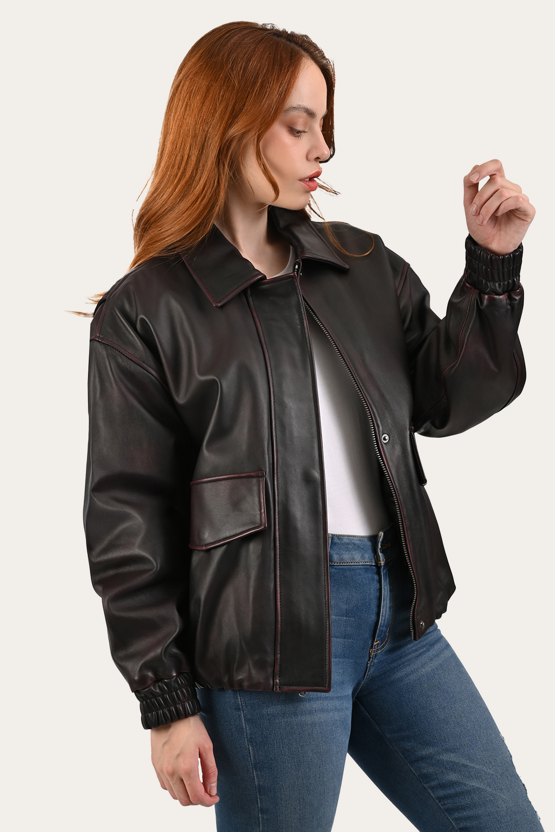 Black Cherry Leather Jackets Frye Black Cherry Harper Oversized Bomber