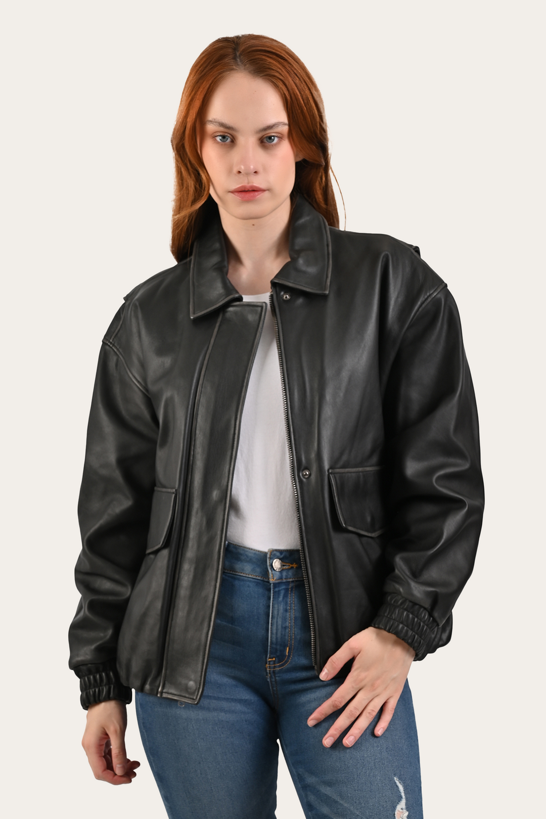 Black Leather Jackets Frye Black Harper Oversized Bomber