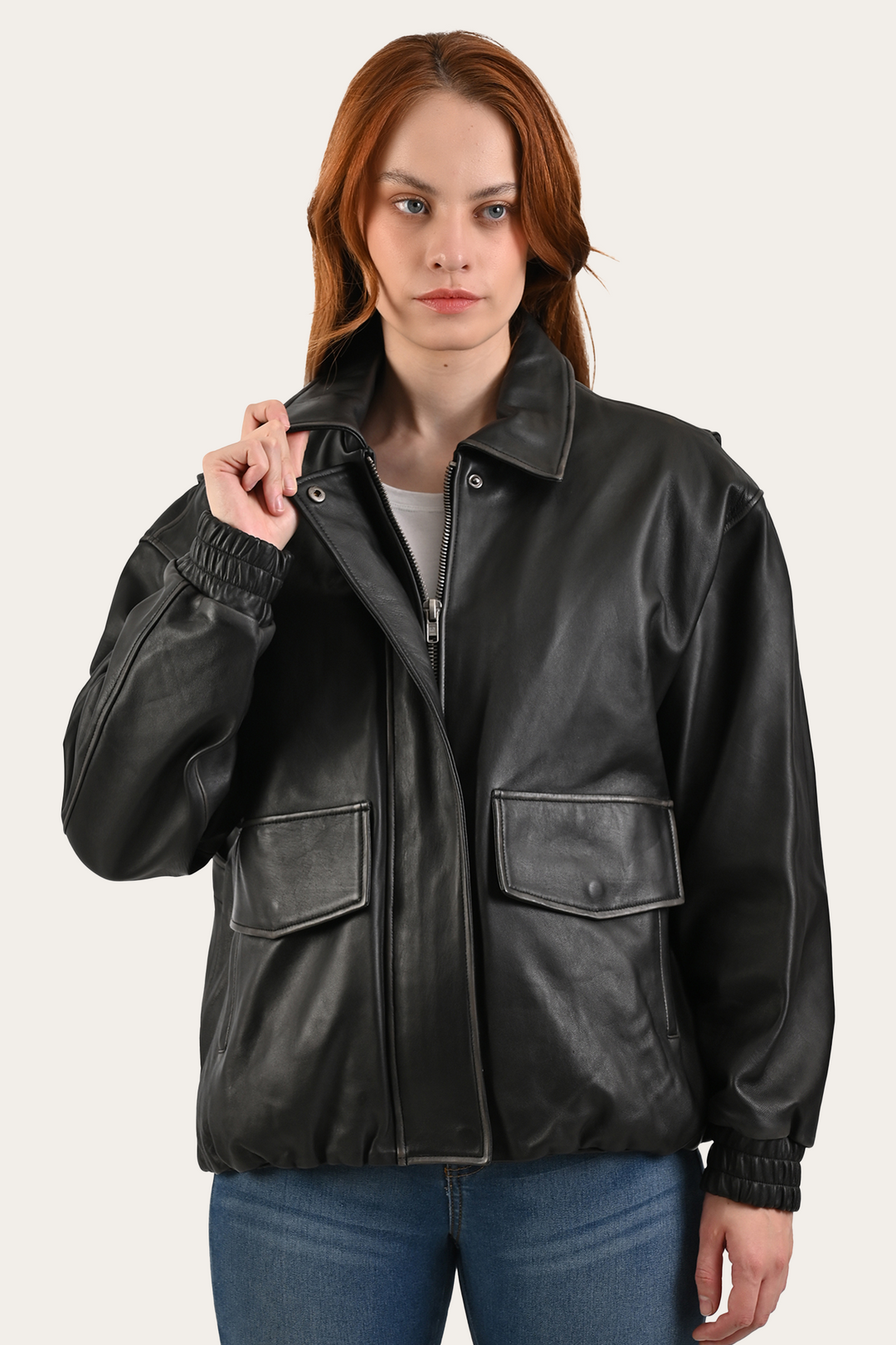 Black Leather Jackets Frye Black Harper Oversized Bomber