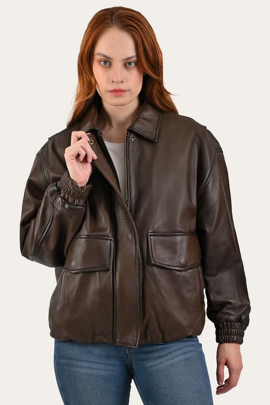 Tobacco Leather Jackets Frye Tobacco Harper Oversized Bomber
