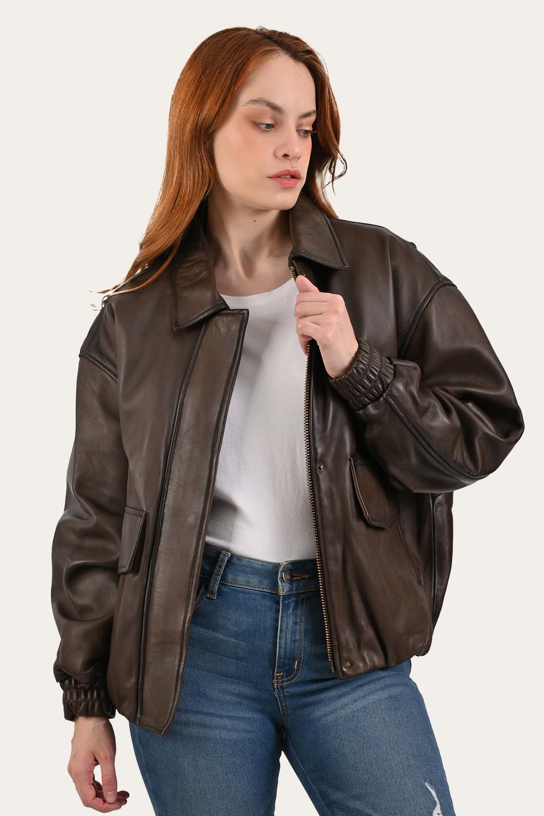 Tobacco Leather Jackets Frye Tobacco Harper Oversized Bomber