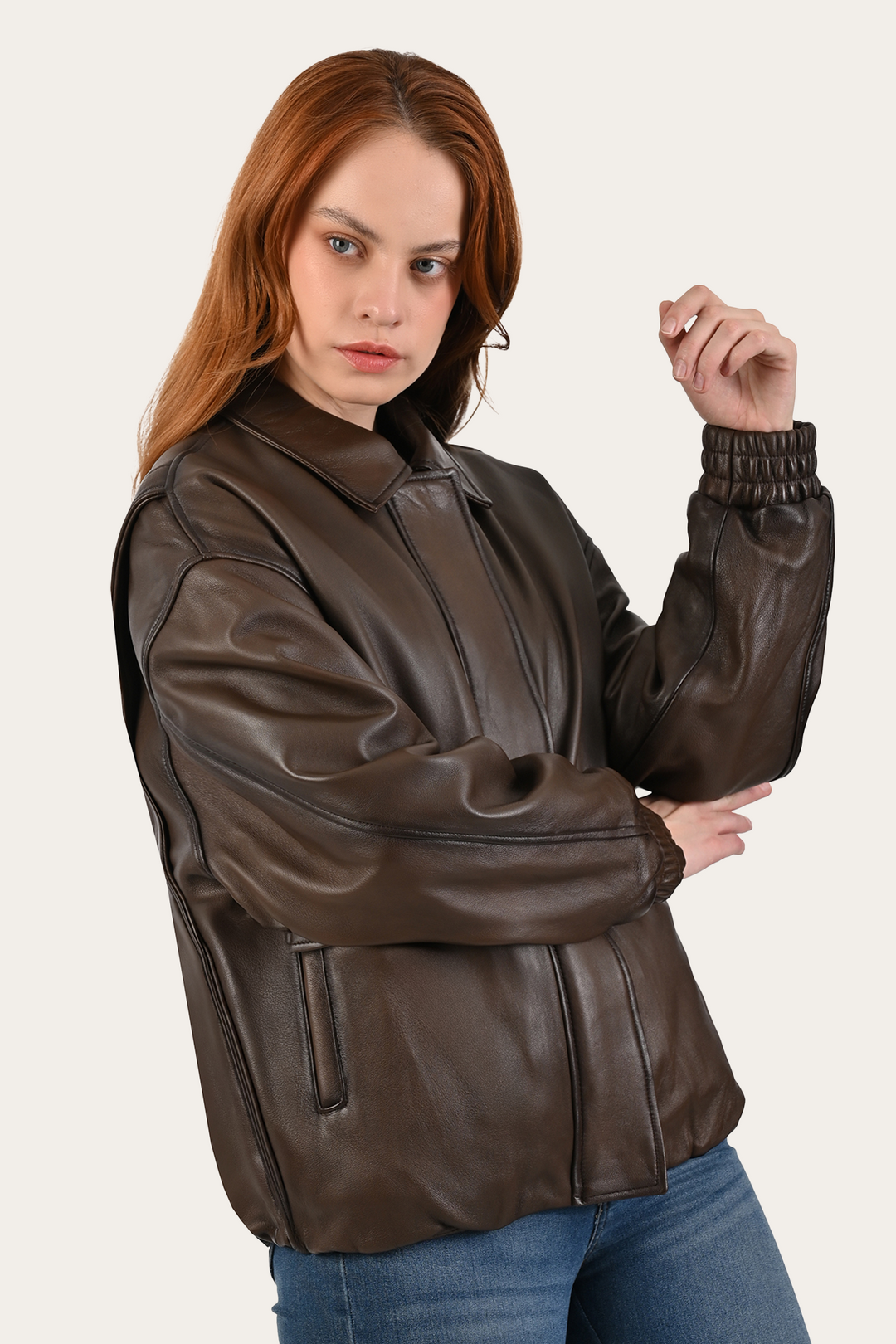 Tobacco Leather Jackets Frye Tobacco Harper Oversized Bomber