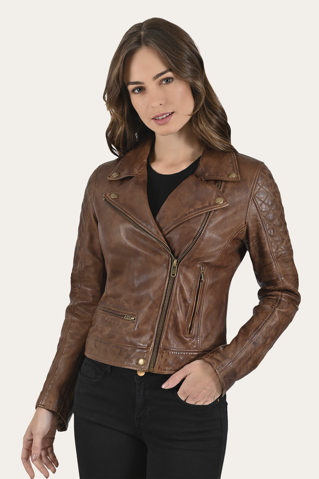 Moka Tobacco Leather Jackets Frye Cordially Modern Biker Jacket