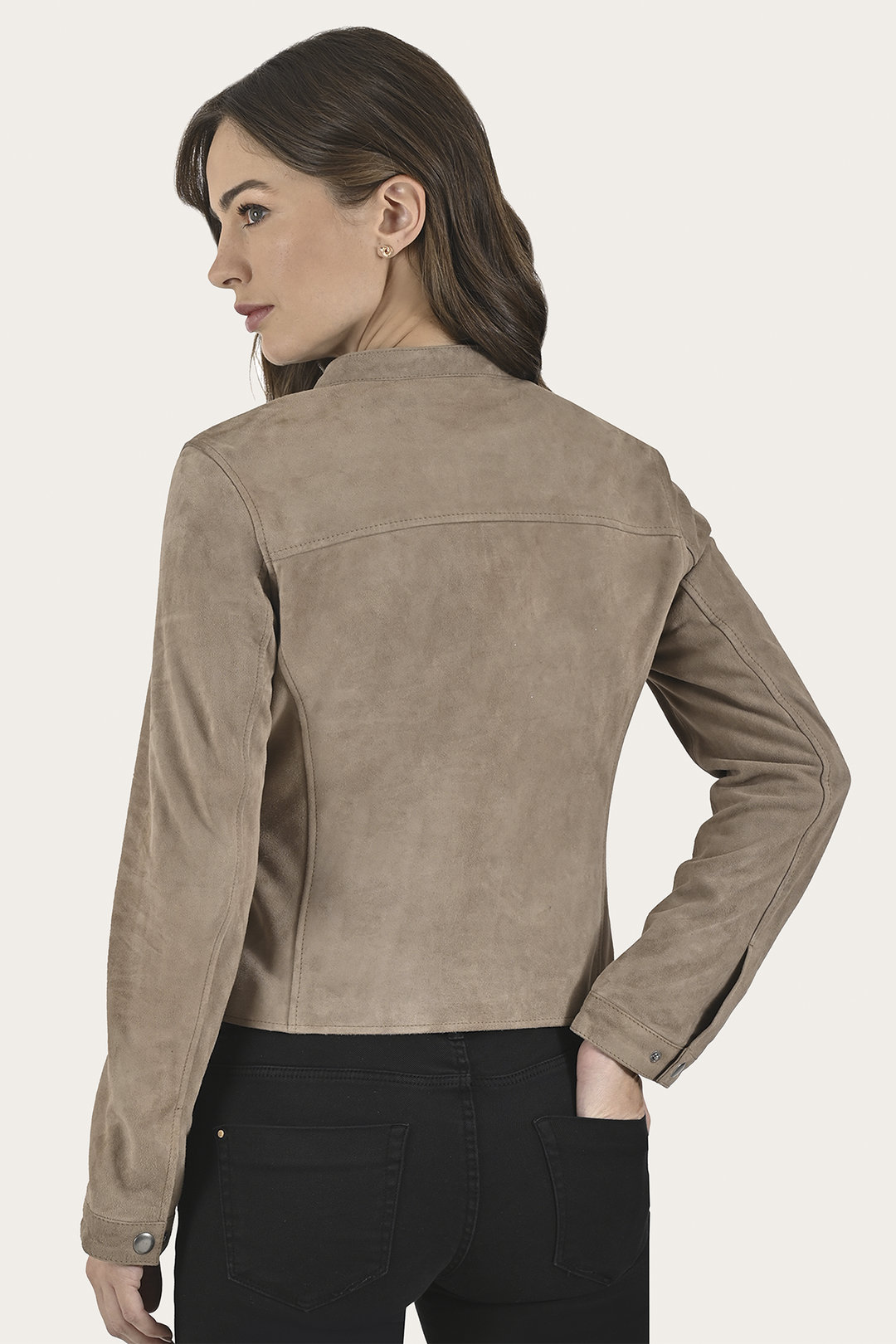 Taupe Leather Jackets Frye Women’s Taupe Jace Hybrid Biker Racer Suede Jacket