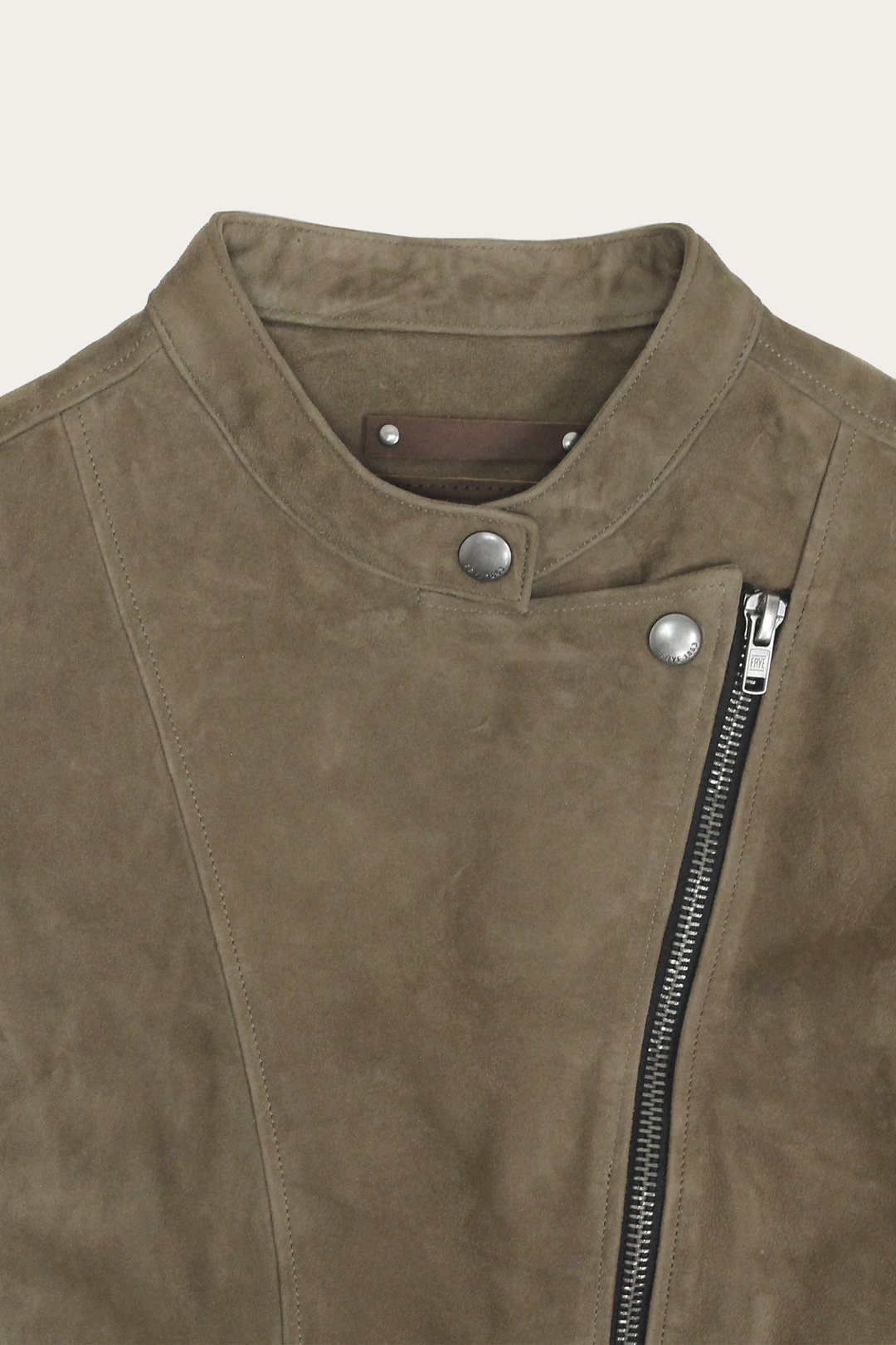 Taupe Leather Jackets Frye Women’s Taupe Jace Hybrid Biker Racer Suede Jacket