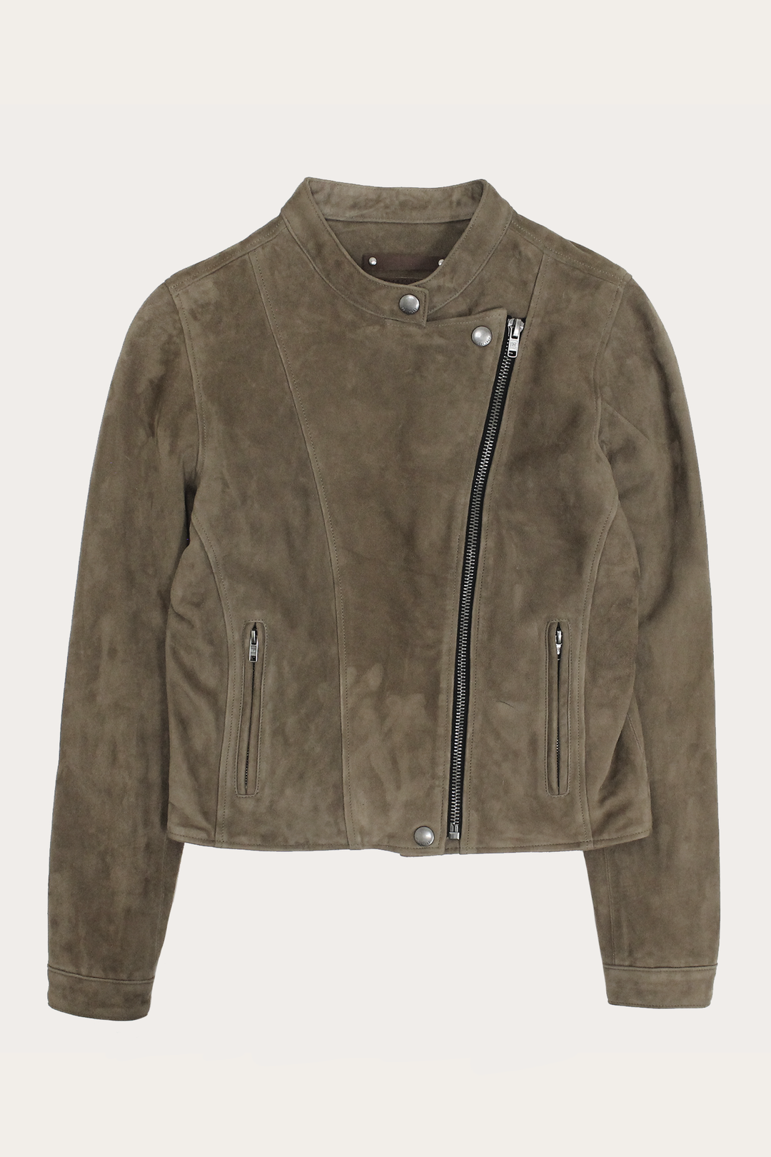 Taupe Leather Jackets Frye Women’s Taupe Jace Hybrid Biker Racer Suede Jacket