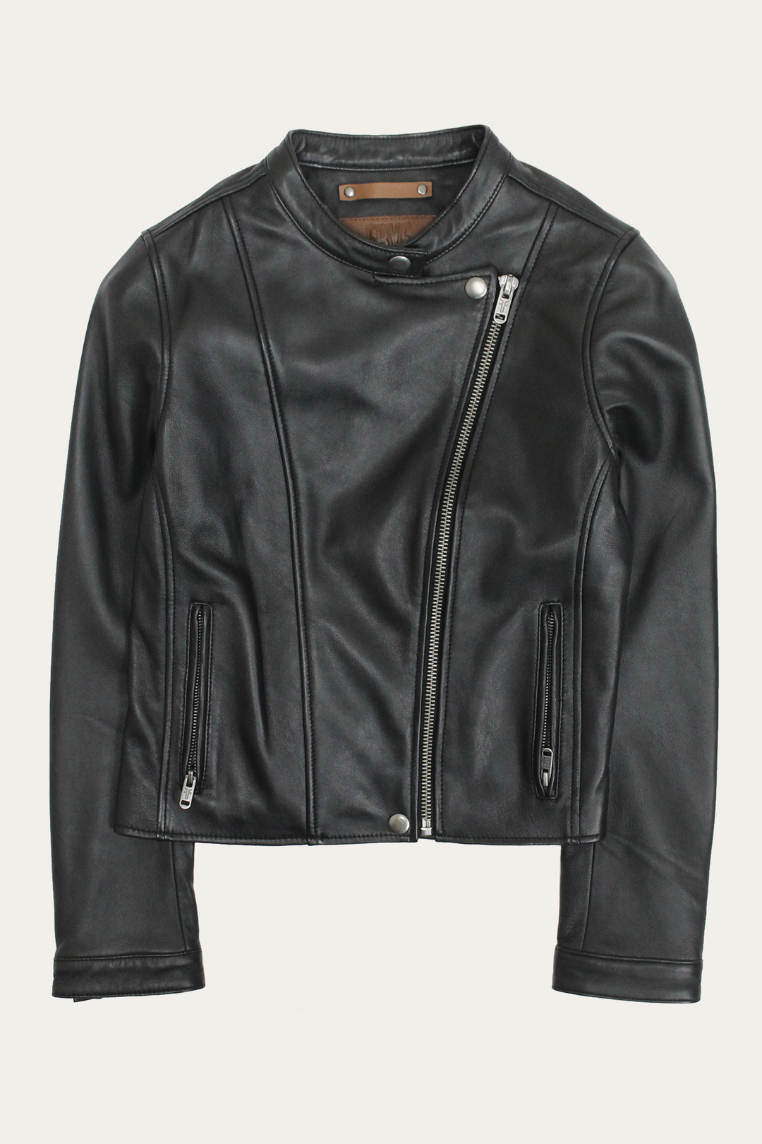 Black Leather Jackets Frye Women’s Black Heathe Leather Racer Jacket