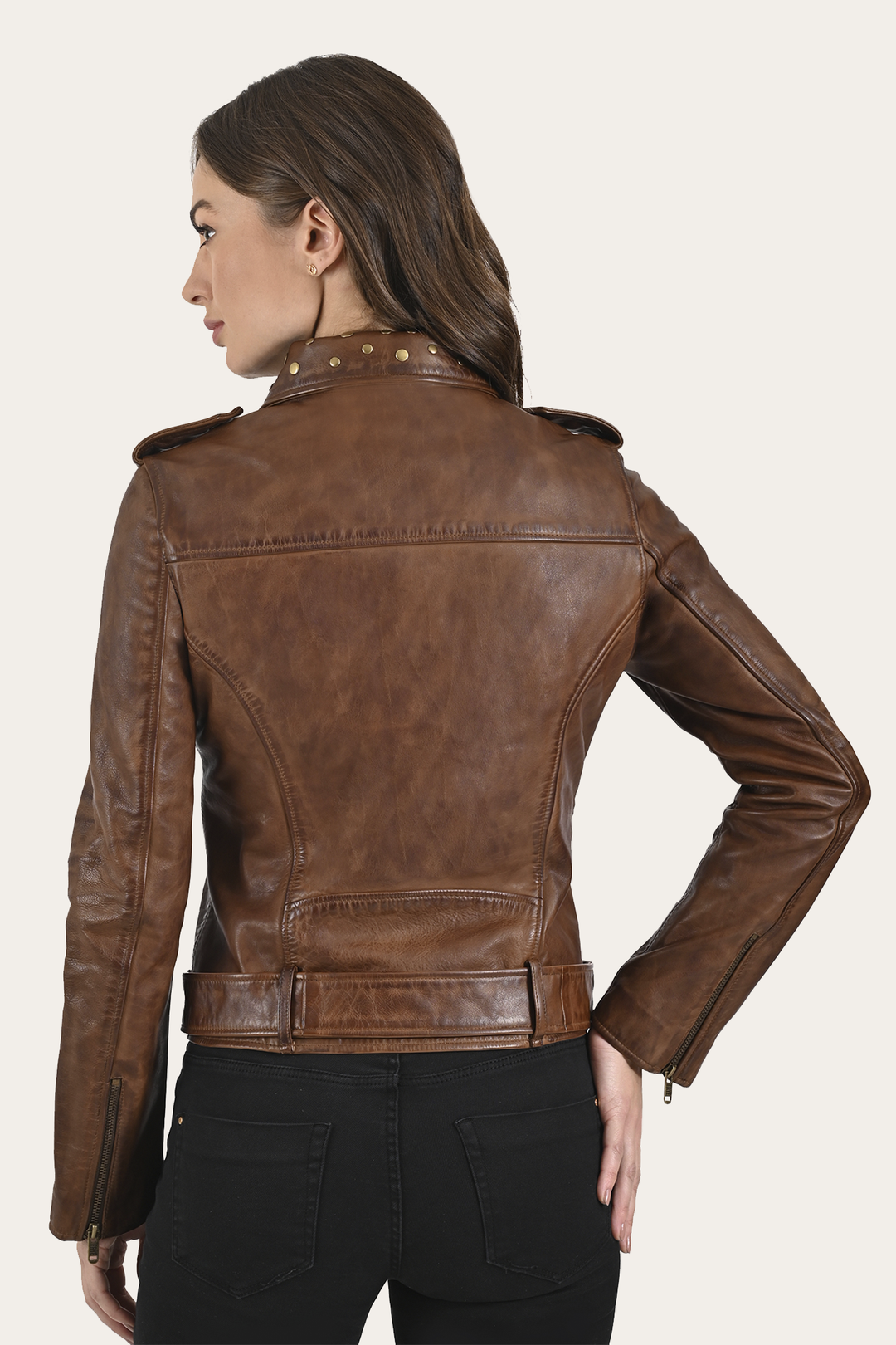 Tobacco Leather Jackets Frye Women’s Tobacco Linc Biker Leather Jacket