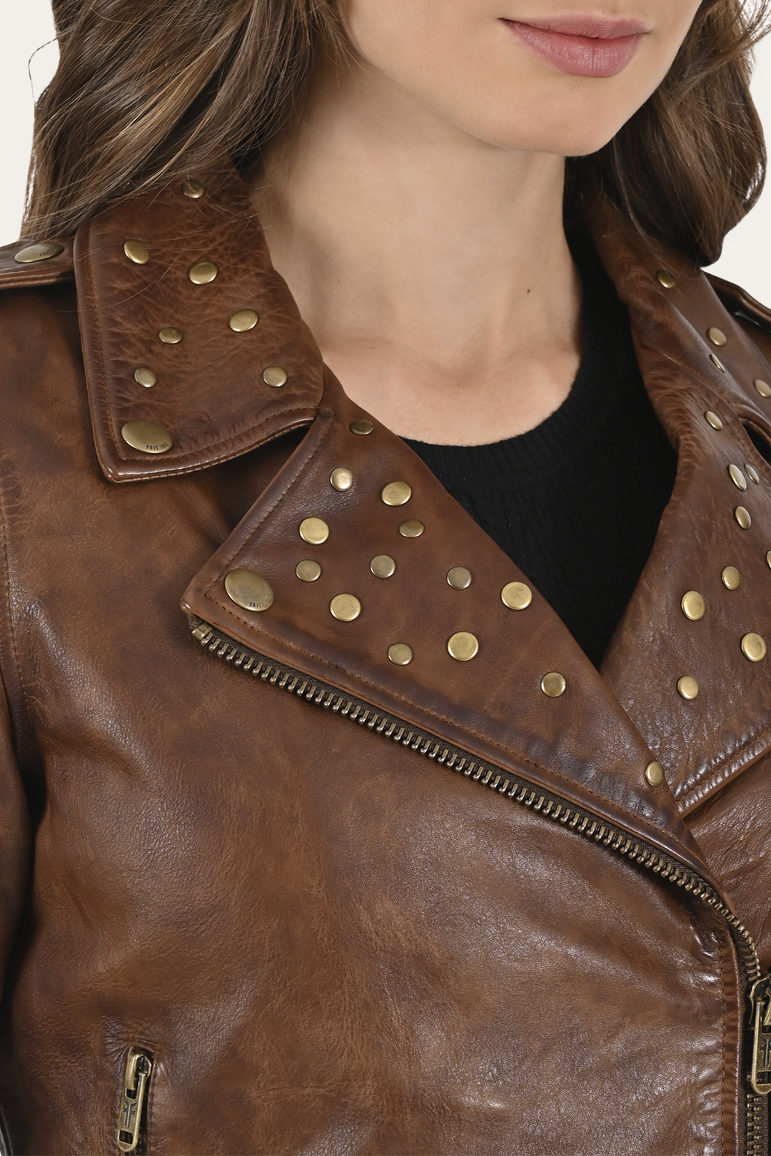 Tobacco Leather Jackets Frye Women’s Tobacco Linc Biker Leather Jacket
