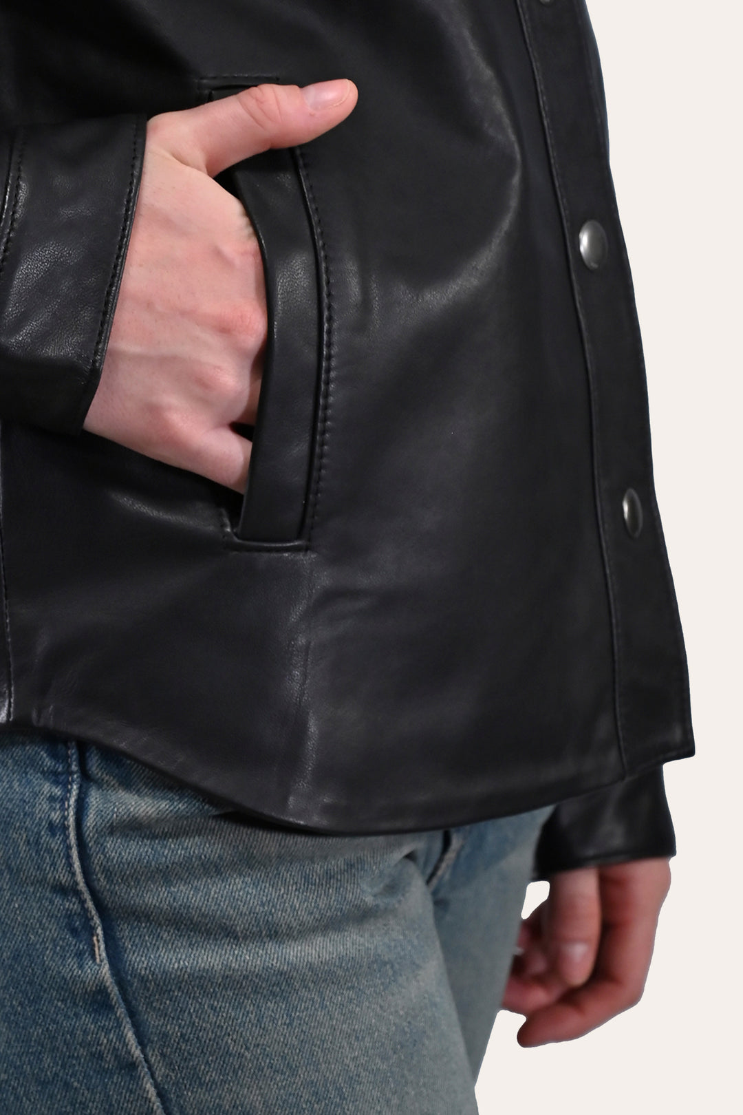 Black Leather Jackets Frye Women’s Black Obadiah Leather Shacket