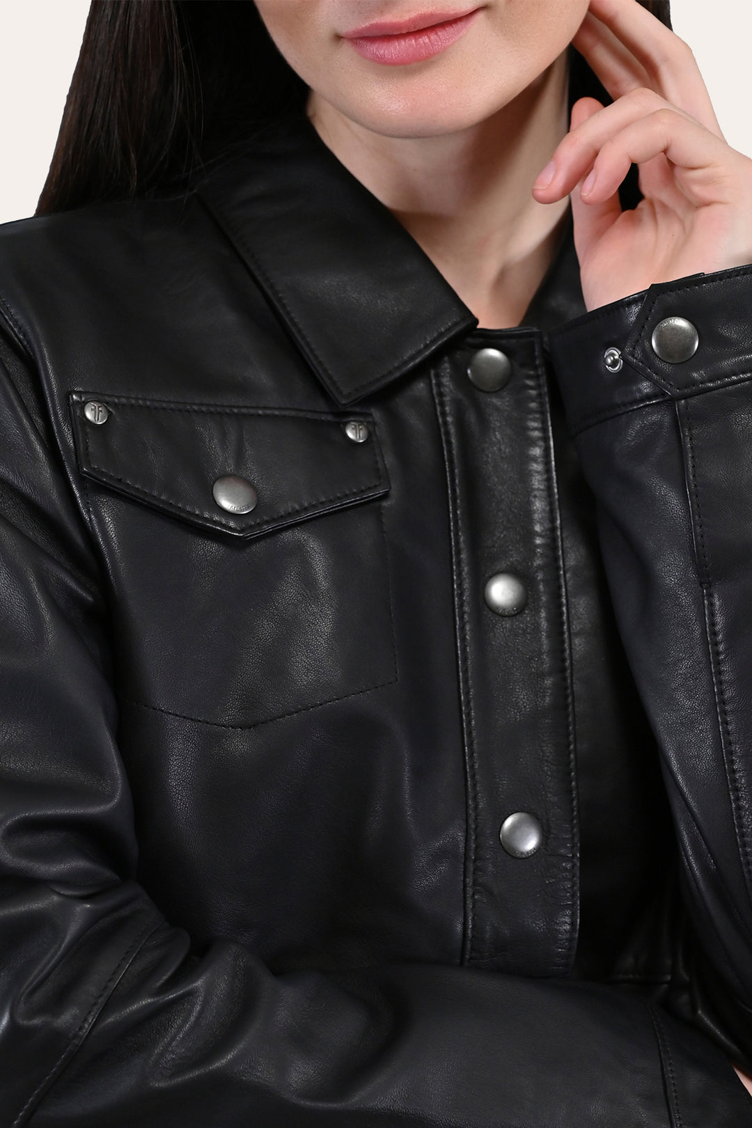 Black Leather Jackets Frye Women’s Black Obadiah Leather Shacket
