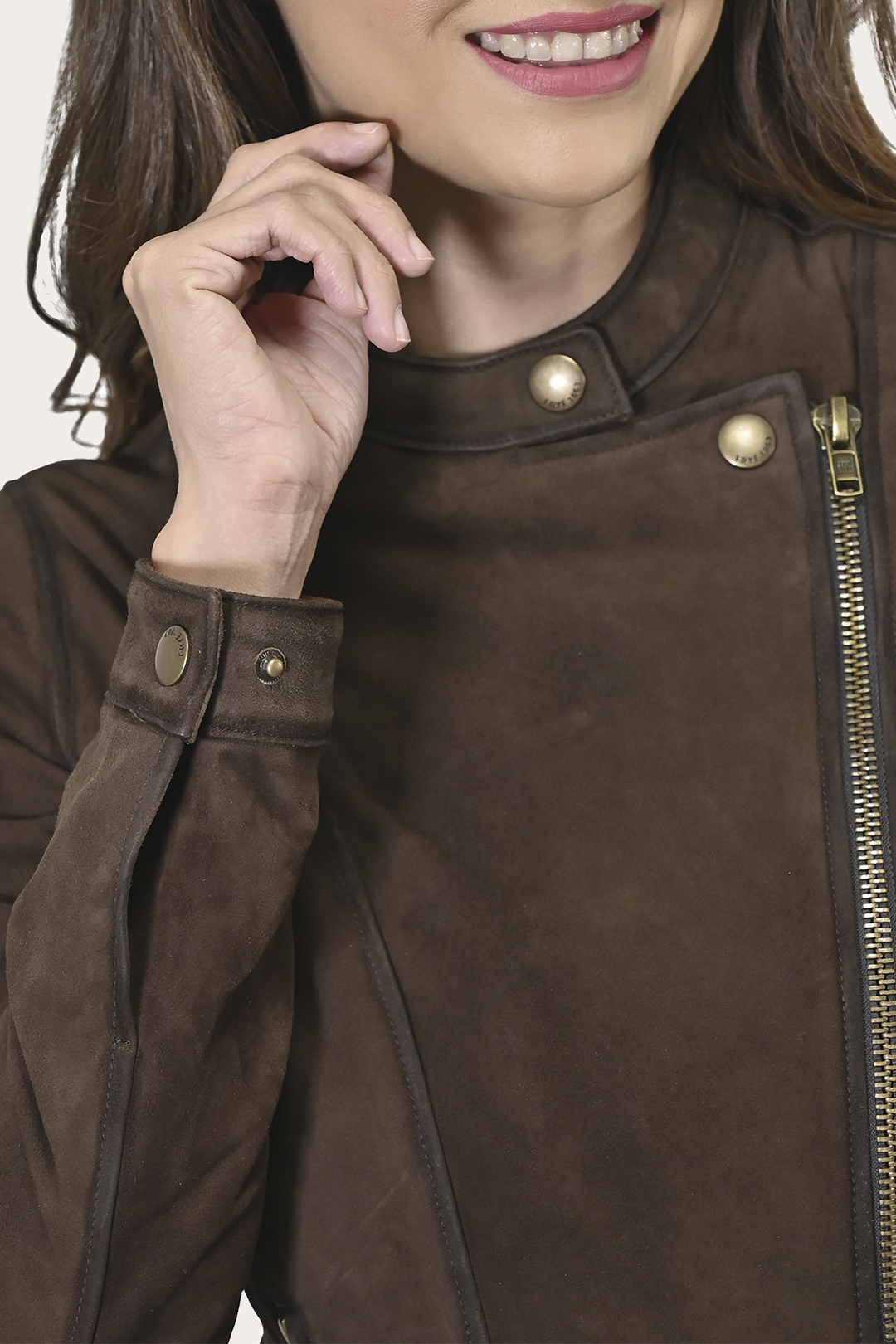 Dark Brown Leather Jackets Frye Women’s Dark Brown Cassidy Aged Lamb Leather Biker Jacket