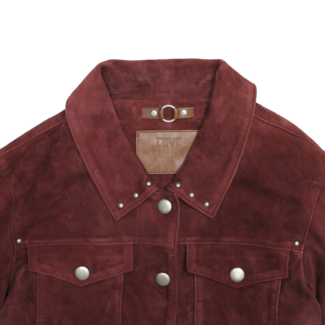 Oxblood Leather Jackets Frye Women’s Oxblood Nash Trucker Suede Jacket