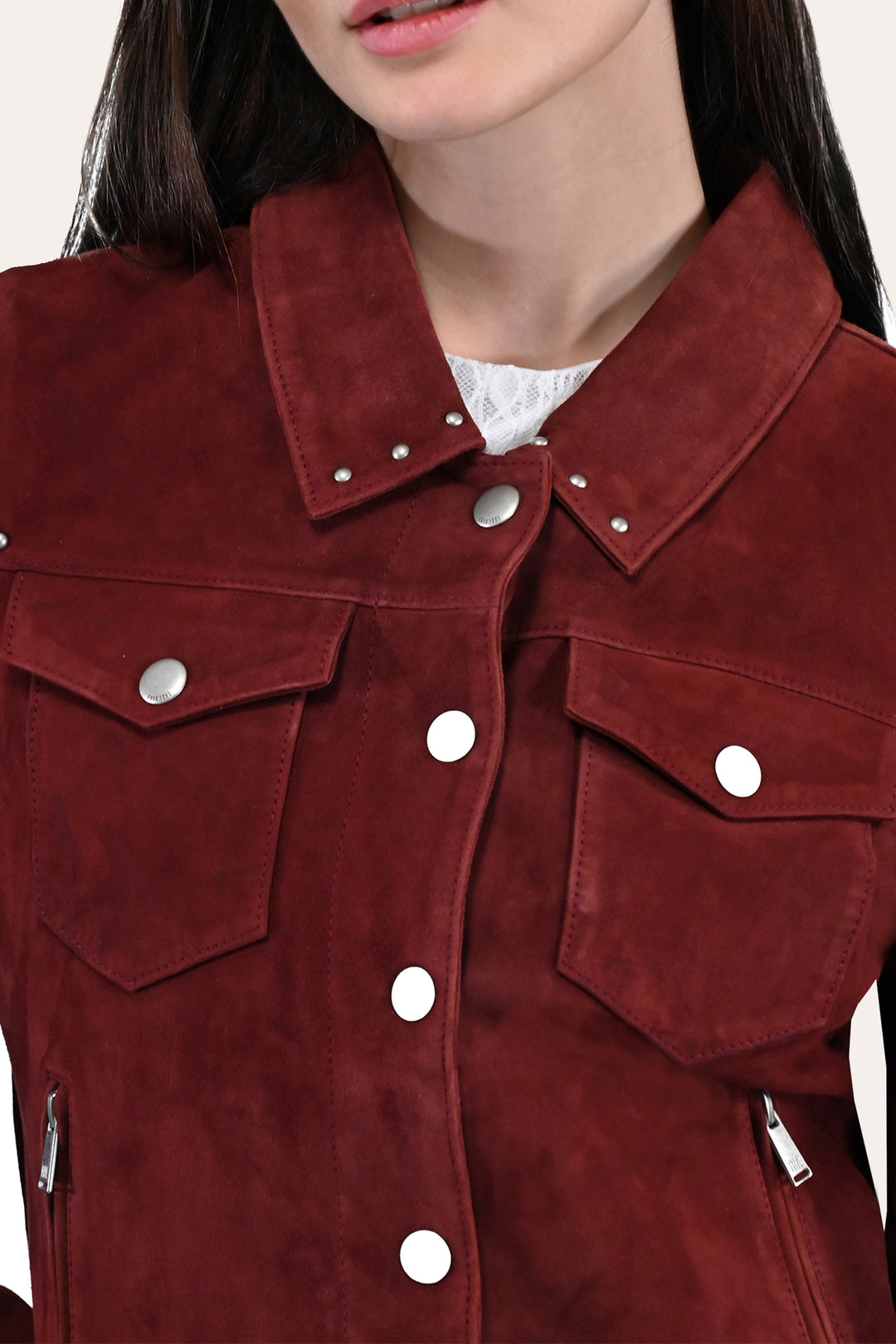 Oxblood Leather Jackets Frye Women’s Oxblood Nash Trucker Suede Jacket