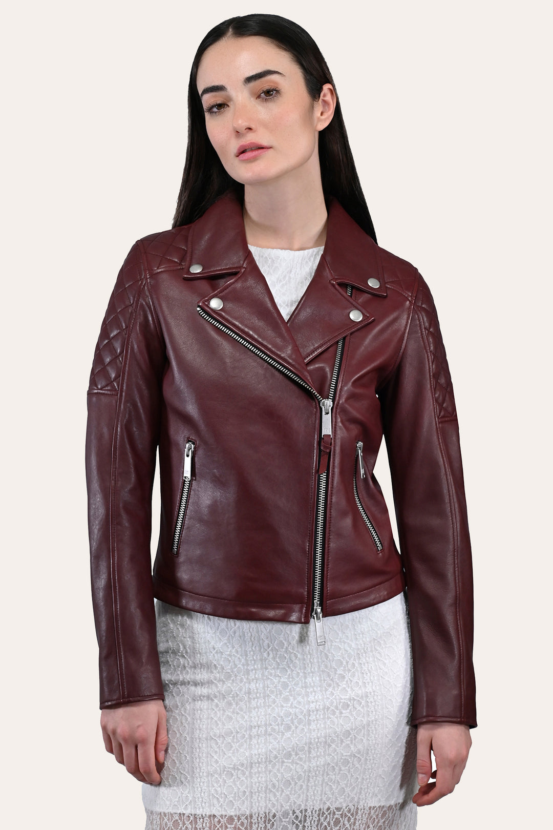 Oxblood Leather Jackets Frye Women’s Oxblood Oklahoma Nappa Leather Biker Jacket