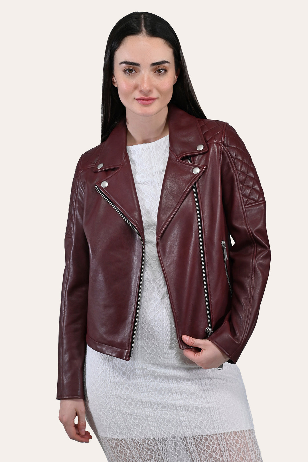 Oxblood Leather Jackets Frye Women’s Oxblood Oklahoma Nappa Leather Biker Jacket