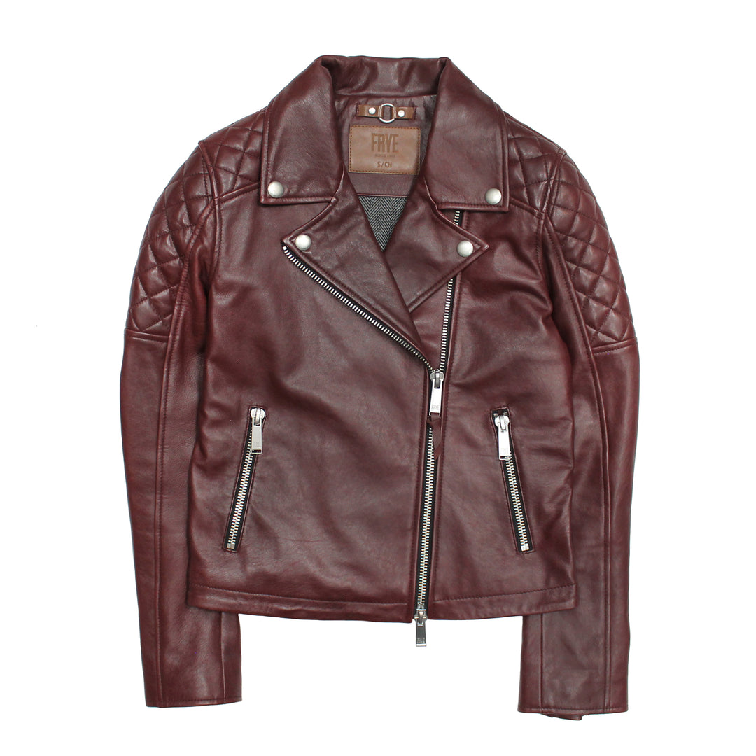 Oxblood Leather Jackets Frye Women’s Oxblood Oklahoma Nappa Leather Biker Jacket