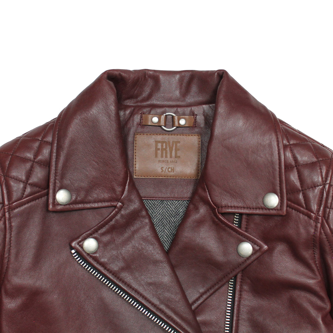 Oxblood Leather Jackets Frye Women’s Oxblood Oklahoma Nappa Leather Biker Jacket