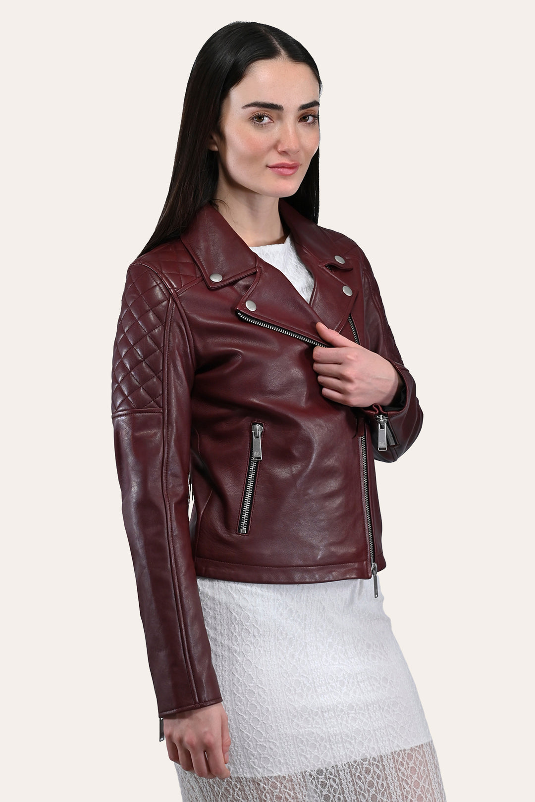 Oxblood Leather Jackets Frye Women’s Oxblood Oklahoma Nappa Leather Biker Jacket