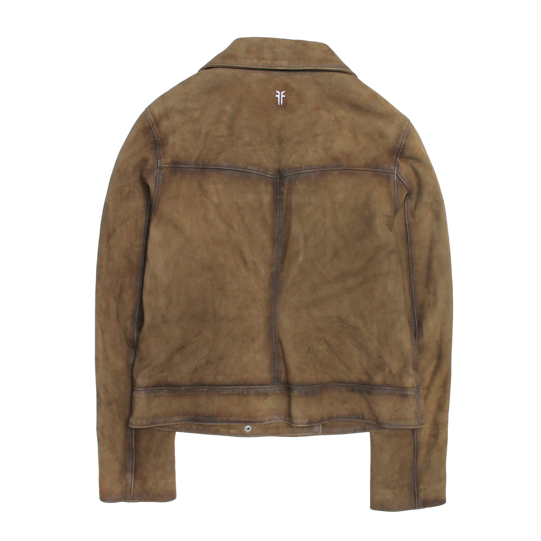Dark taupe Leather Jackets Frye Women’s Dark Taupe Oakley Vintage Suede Biker Jacket