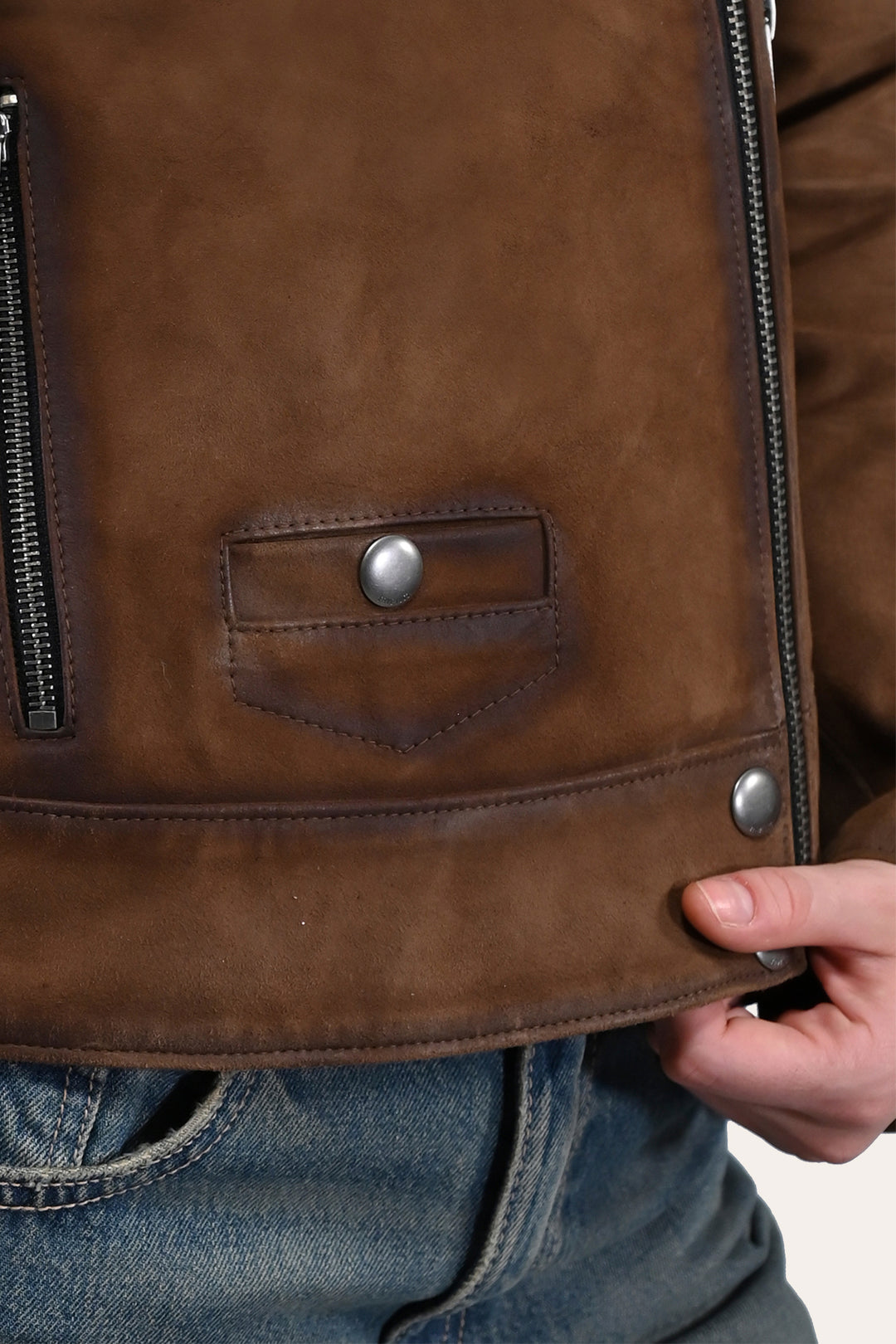 Dark taupe Leather Jackets Frye Women’s Dark Taupe Oakley Vintage Suede Biker Jacket
