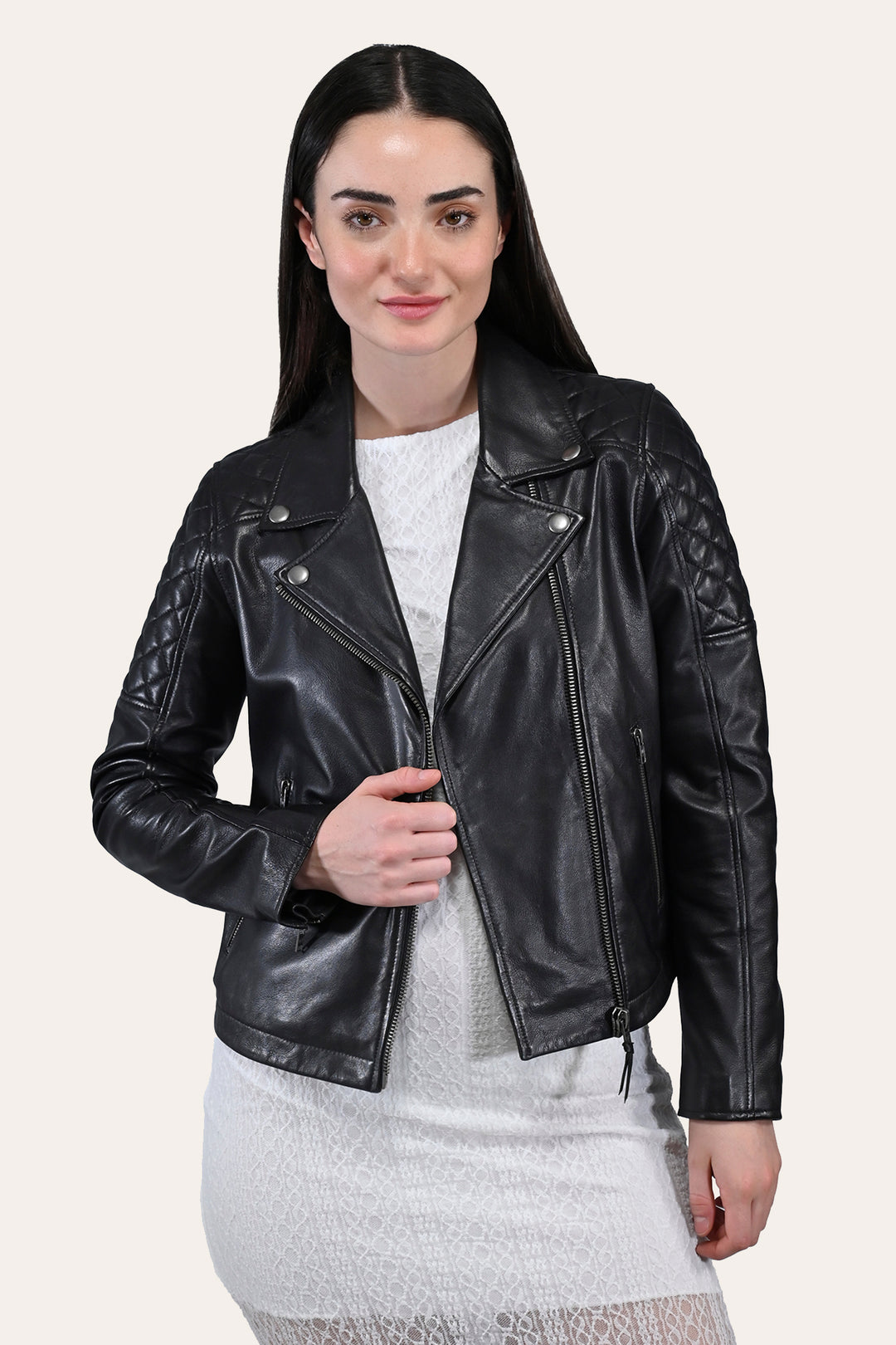 Black Leather Jackets Frye Women’s Black Oklahoma Biker Leather Jacket