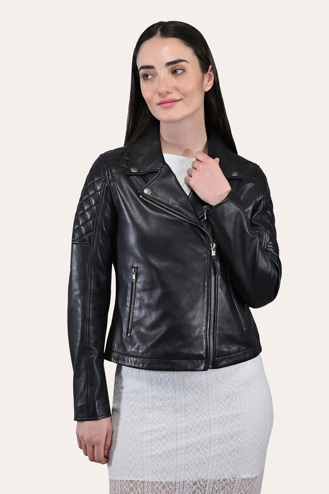 Black Leather Jackets Frye Women’s Black Oklahoma Biker Leather Jacket