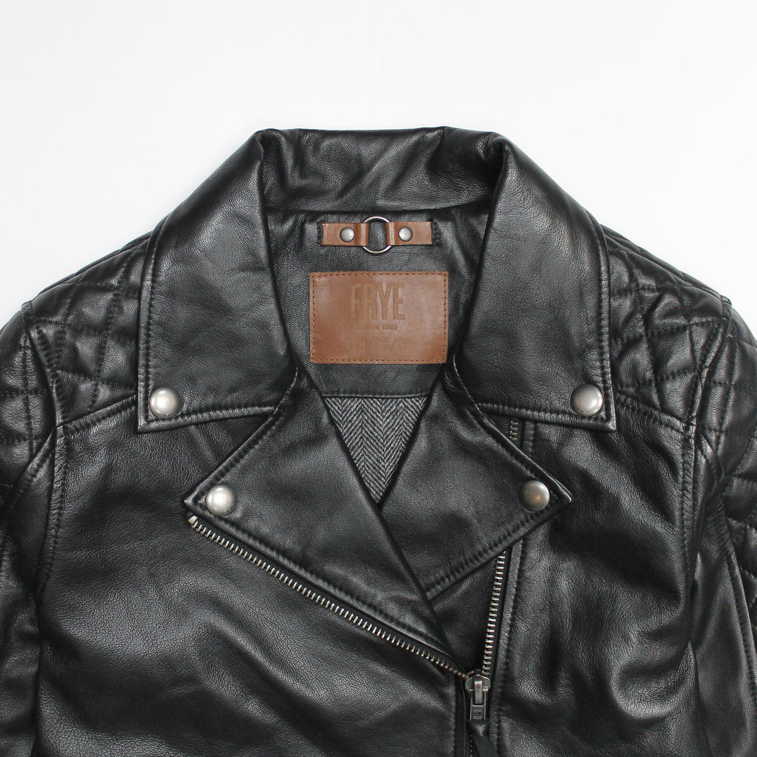 Black Leather Jackets Frye Women’s Black Oklahoma Biker Leather Jacket