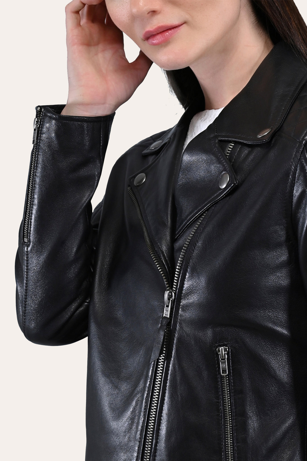 Black Leather Jackets Frye Women’s Black Oklahoma Biker Leather Jacket